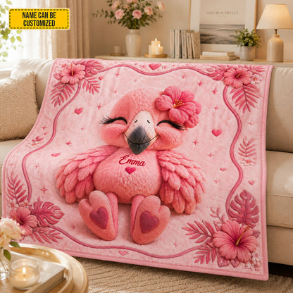 Personalized Cute Flamingo Blanket