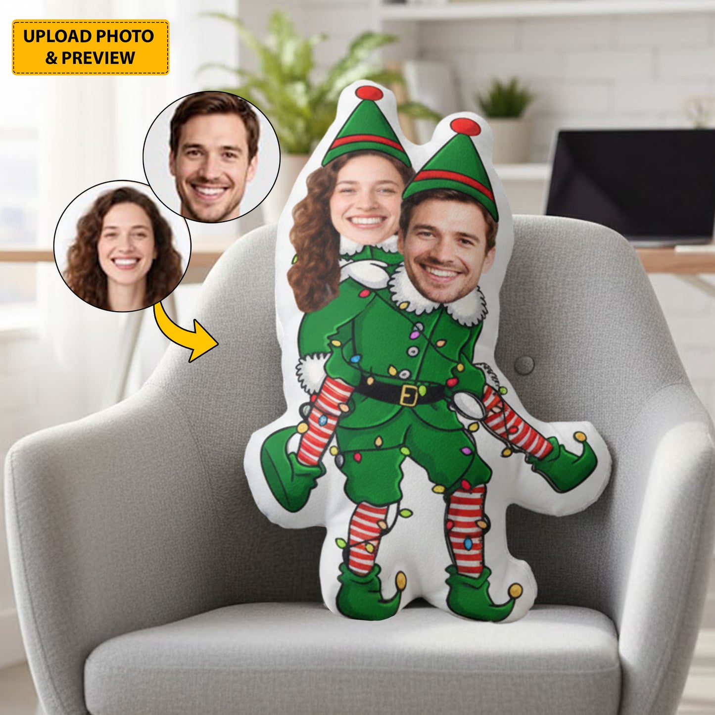 Merry Mischief Couple – Personalized Funny Shape Pillow