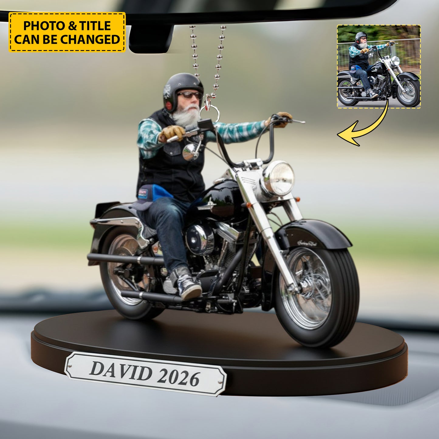 Biker Legacy – Personalized Motorcycle Photo Car Ornament