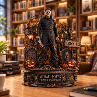 Michael Myers Haddonfield Halloween Wooden Block - Collectible Table Decor