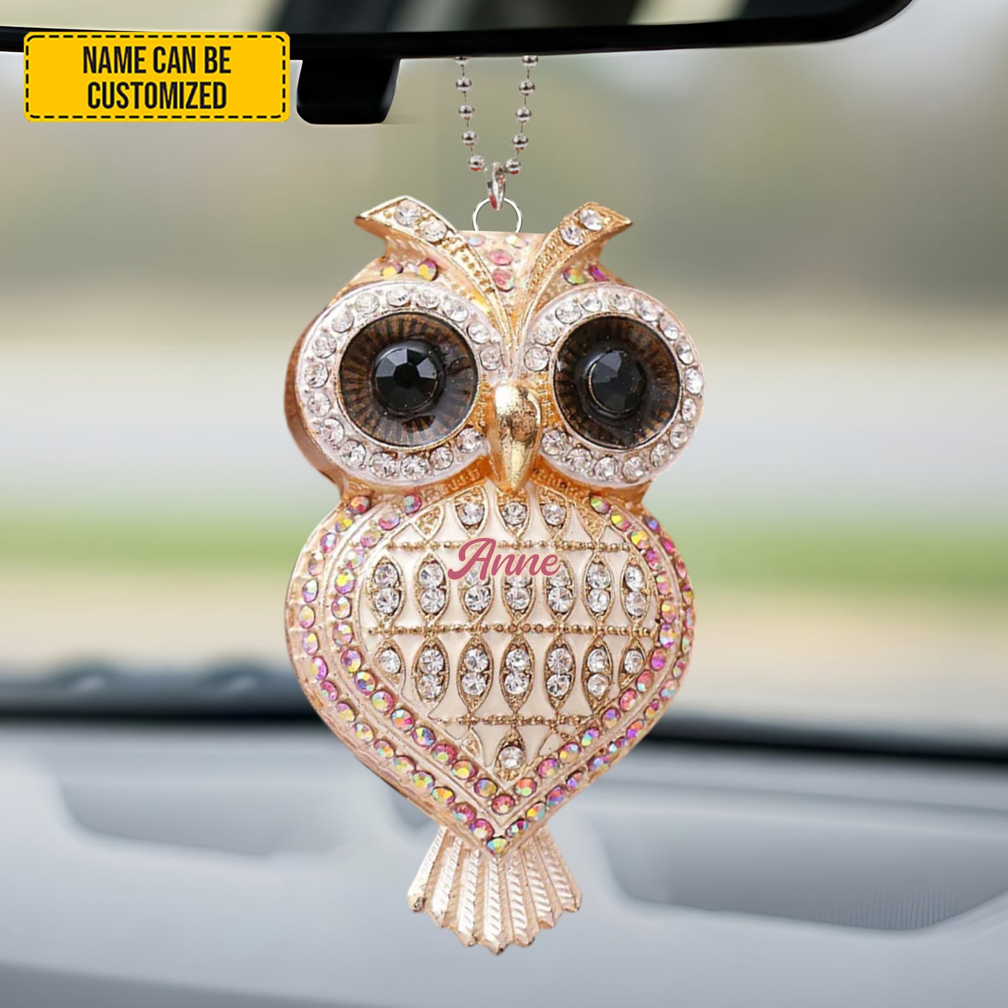 Personalized Crystal Owl Car Hanging Ornament