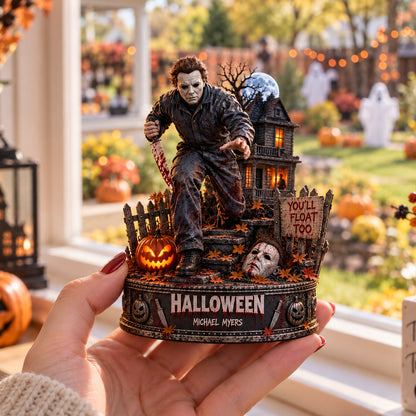 Michael Myers Halloween Horror Wooden Block - Collectible Table Decor