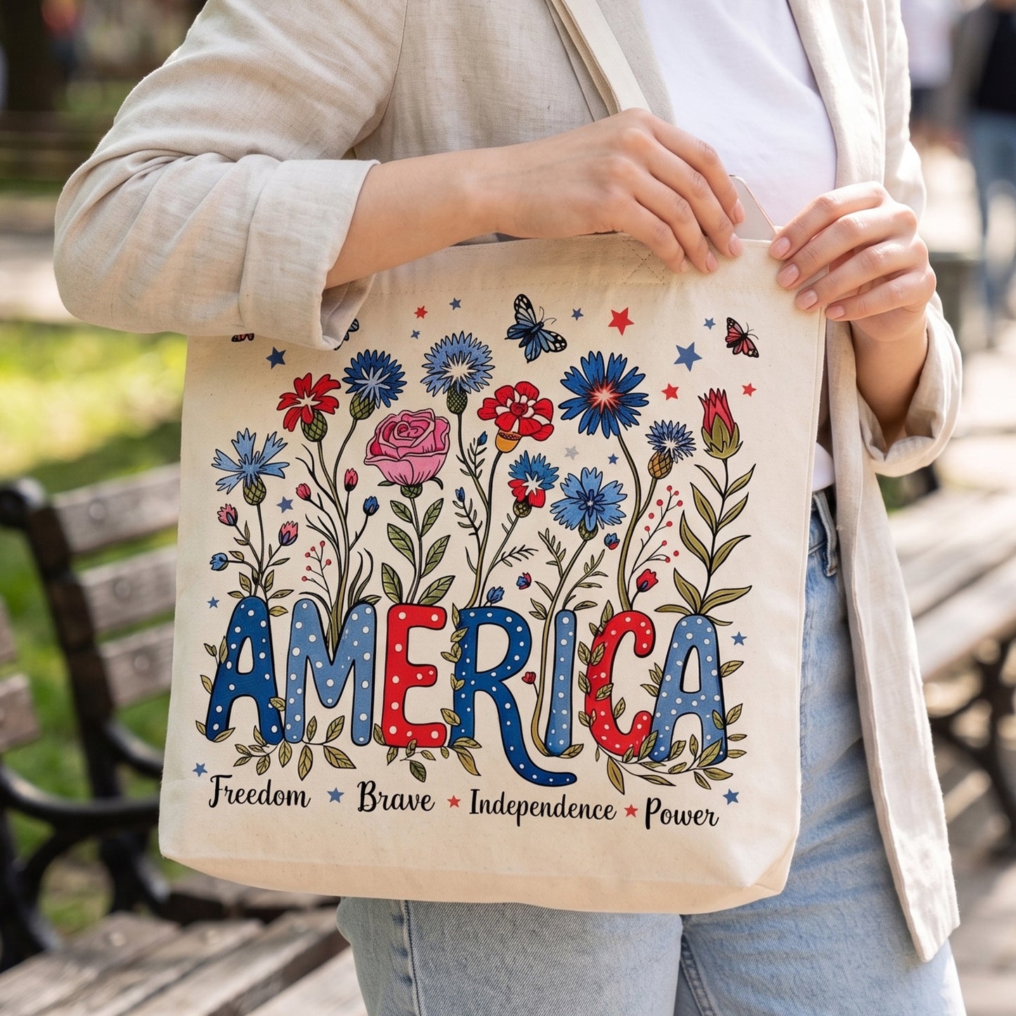 Patriotic Wildflower Tote Bag