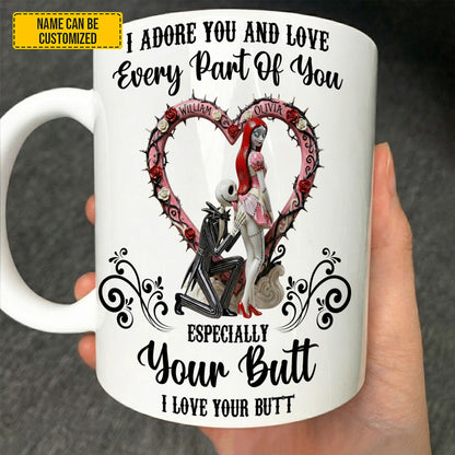 I Love Your Butt - Personalized Couple White Mug