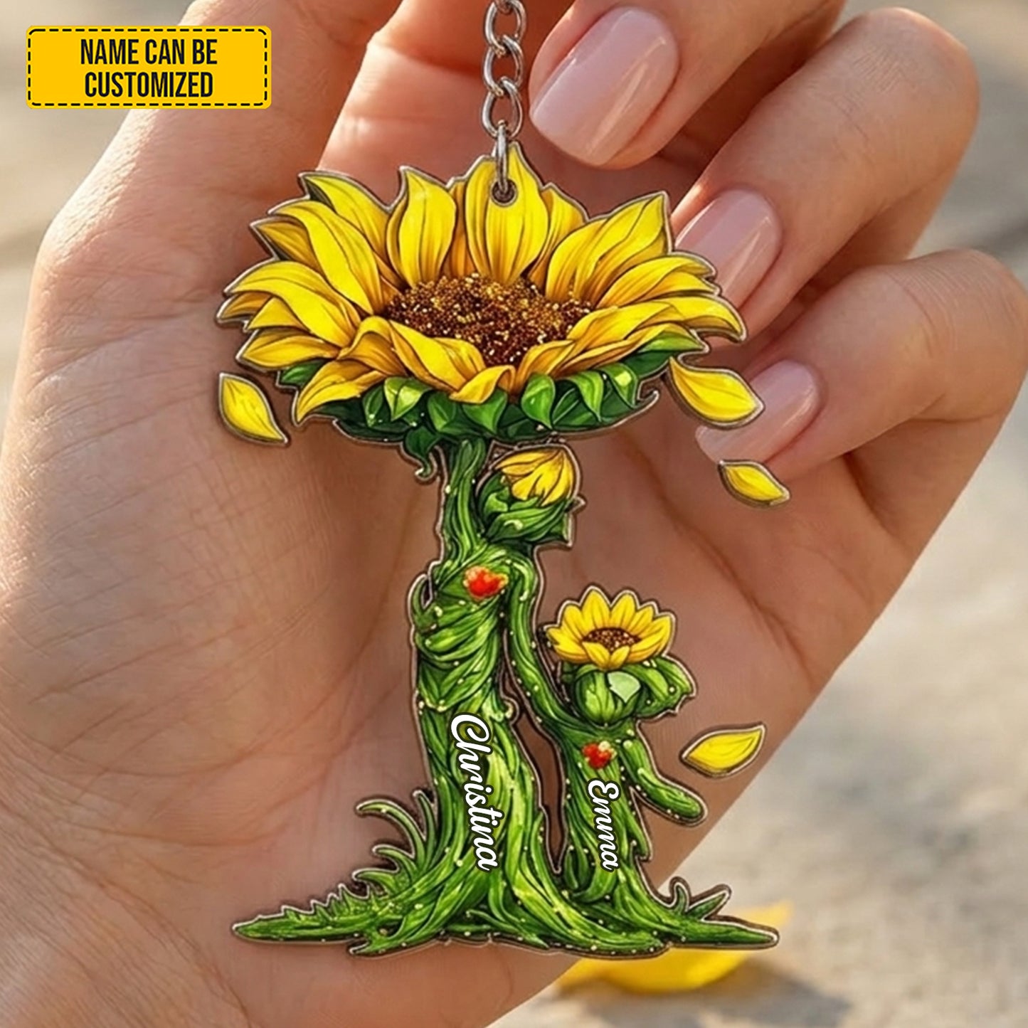 Personalized Sunflower Mom & Daughter Acrylic Keychain
