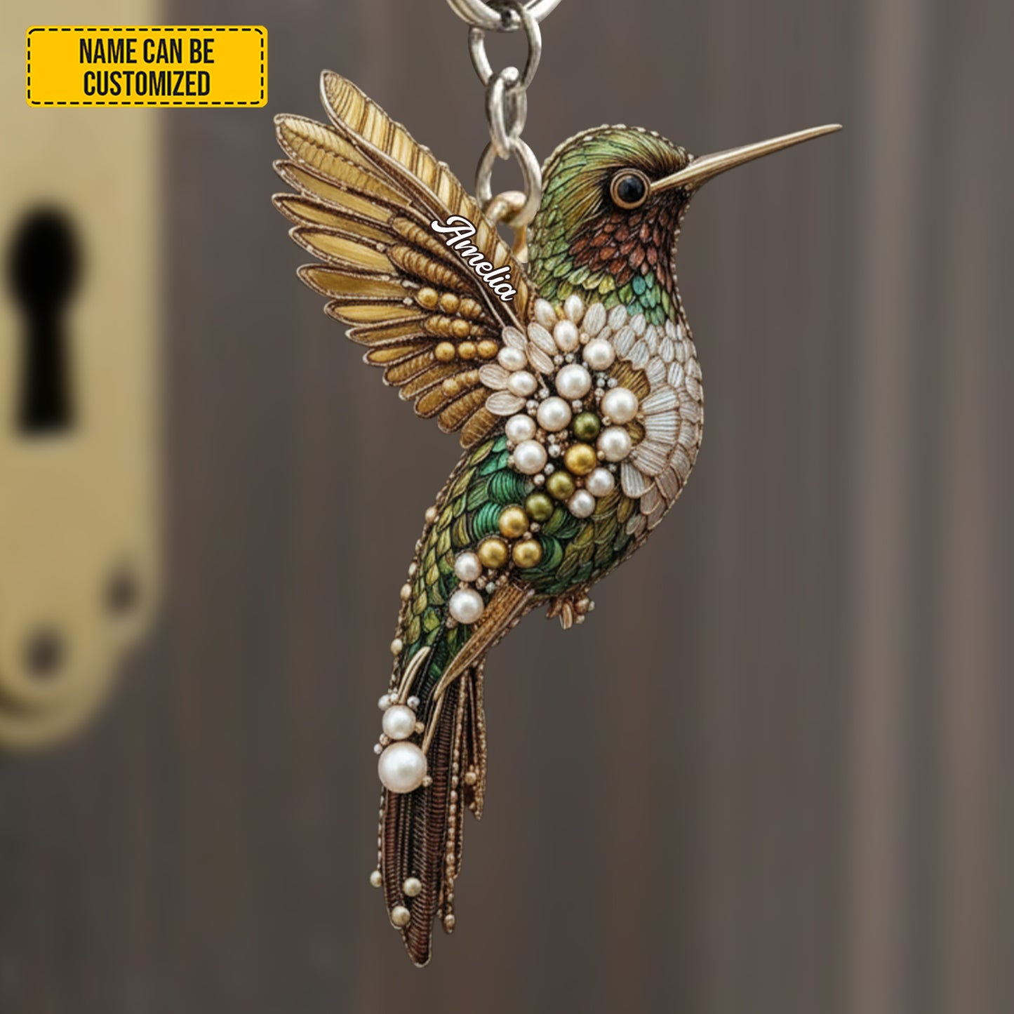 Personalized Hummingbird Keychain
