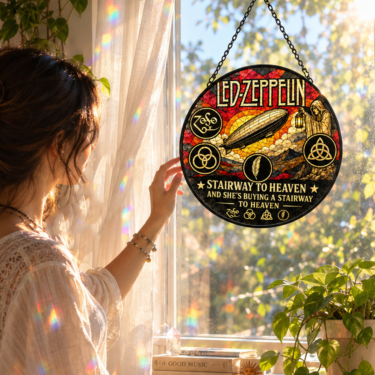 Led Zeppelin Stairway to Heaven Stained Glass Suncatcher