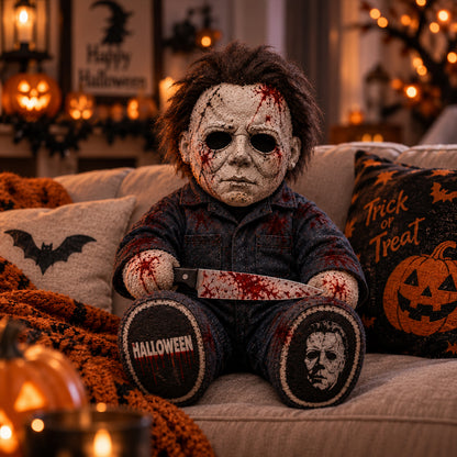 Masked Midnight Slasher Custom Shape Pillow – Creepy Halloween Collector Gift