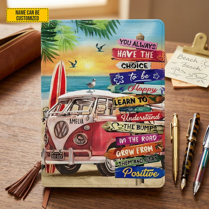Personalized Hippie Van Leather Journal