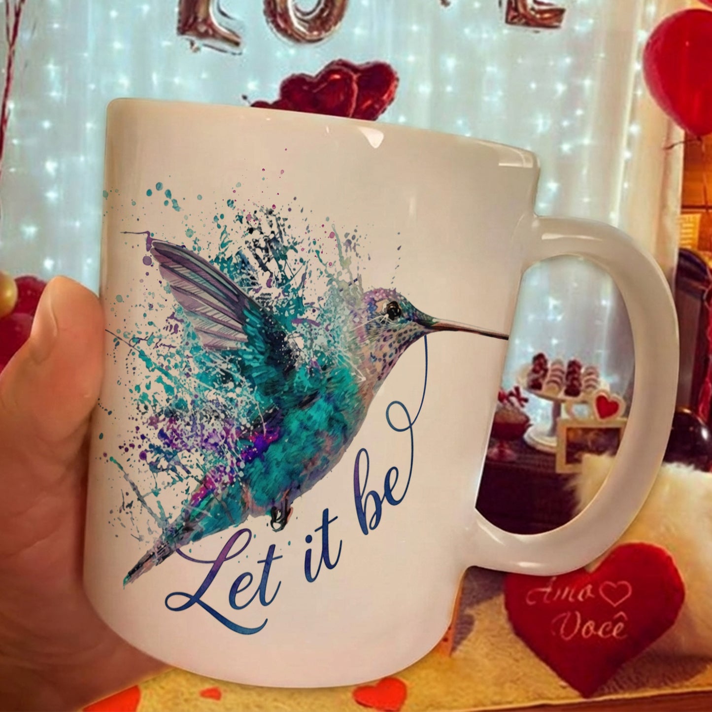 Let It Be Hummingbird White Mug