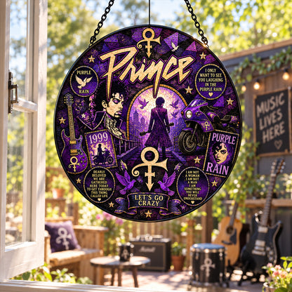 Prince Purple Rain Stained Glass Suncatcher