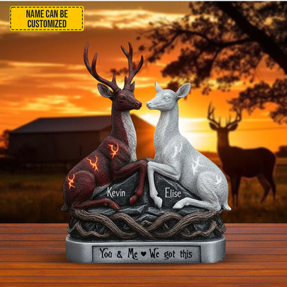 You & Me Deer Heart – Personalized Hunting Couple Acrylic Plaque