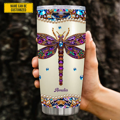 Personalized Sparkle Dragonfly Tumbler
