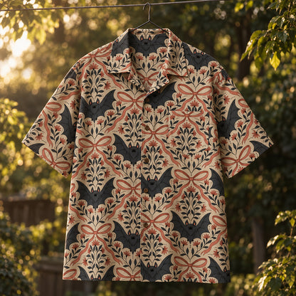 Vintage Floral Bat Gothic Hawaiian Shirt