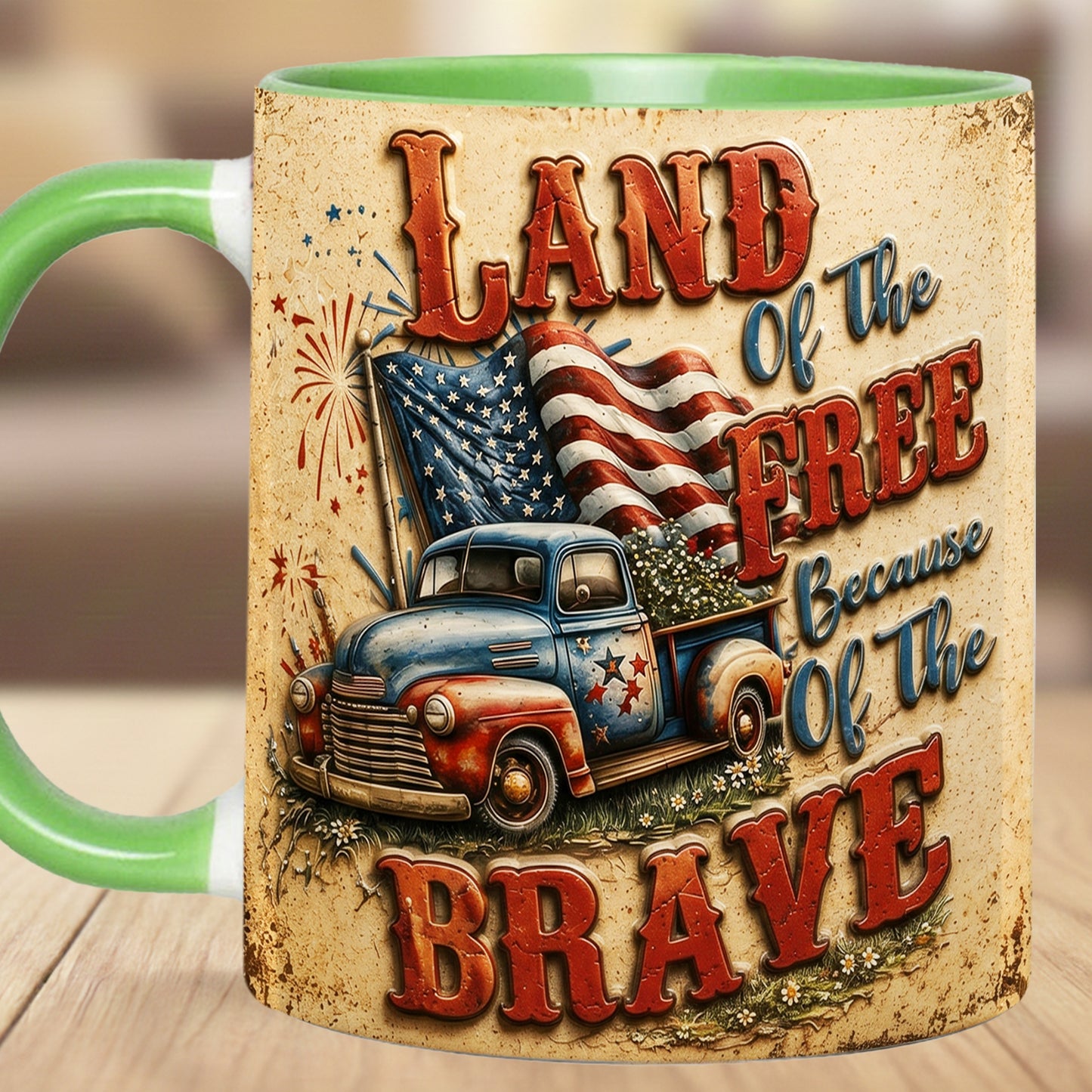 Land Of The Free - Truck Patriotic Accent Mug