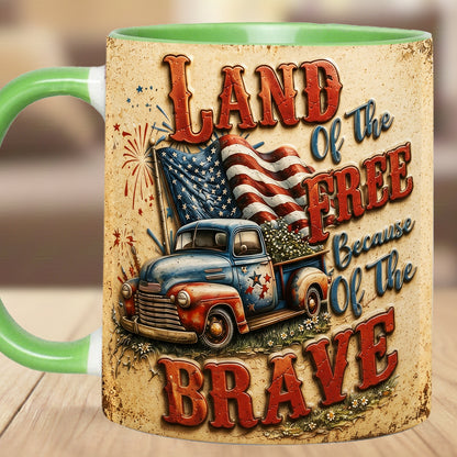 Land Of The Free - Truck Patriotic Accent Mug