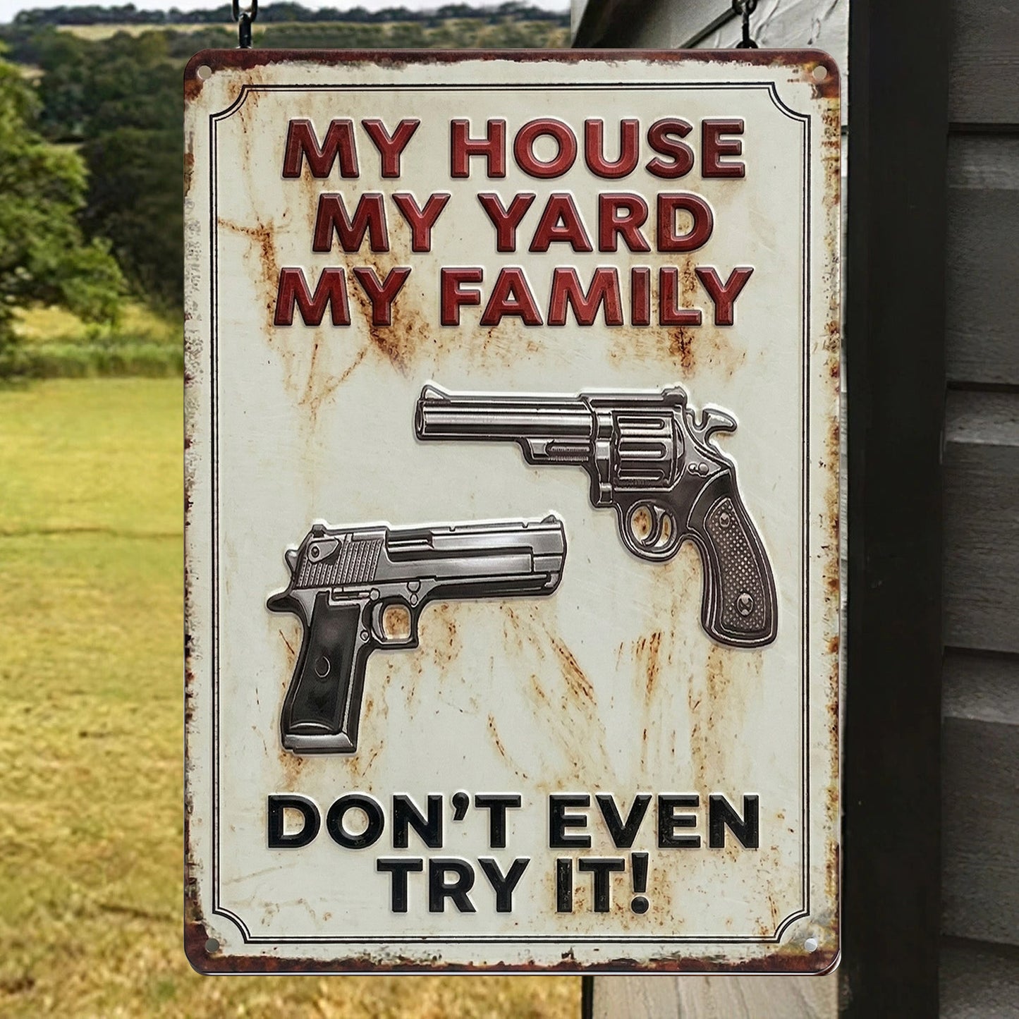 My House My Yard My Family Funny Metal Sign - Gift For Home Decor