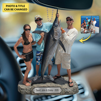 Personalized Fishing Photo Car Ornament – Custom Fisherman Gift