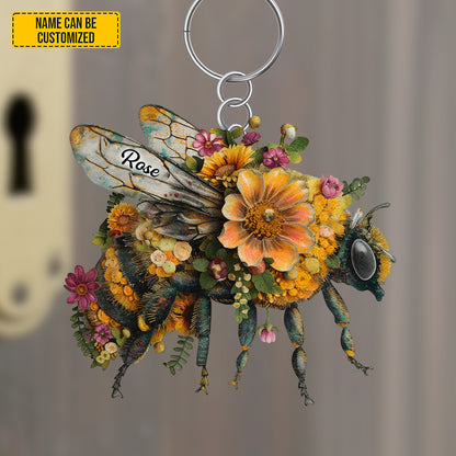 Bee Brings Coffee - Personalized Bee Keychain