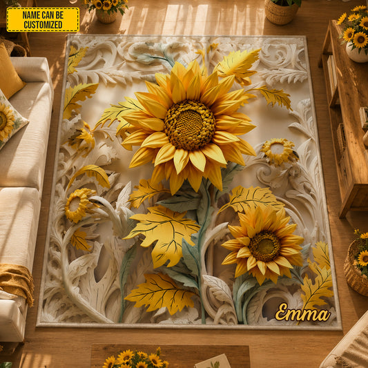 Personalized Sunflower Area Rug