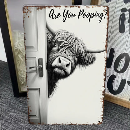 Funny Cow Metal Sign Bathroom - Perfect Gift For Home