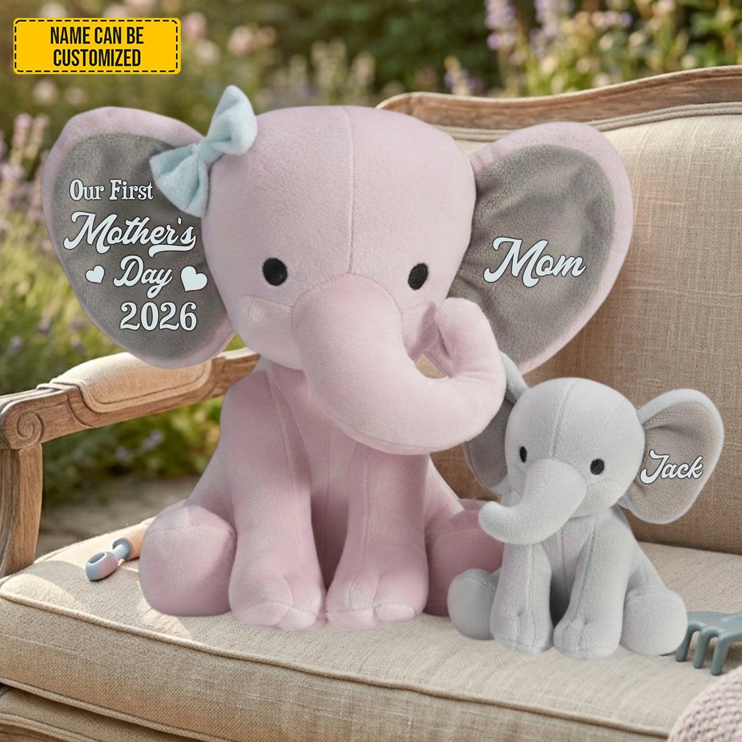Personalized First Mother's Day Elephant Pillow