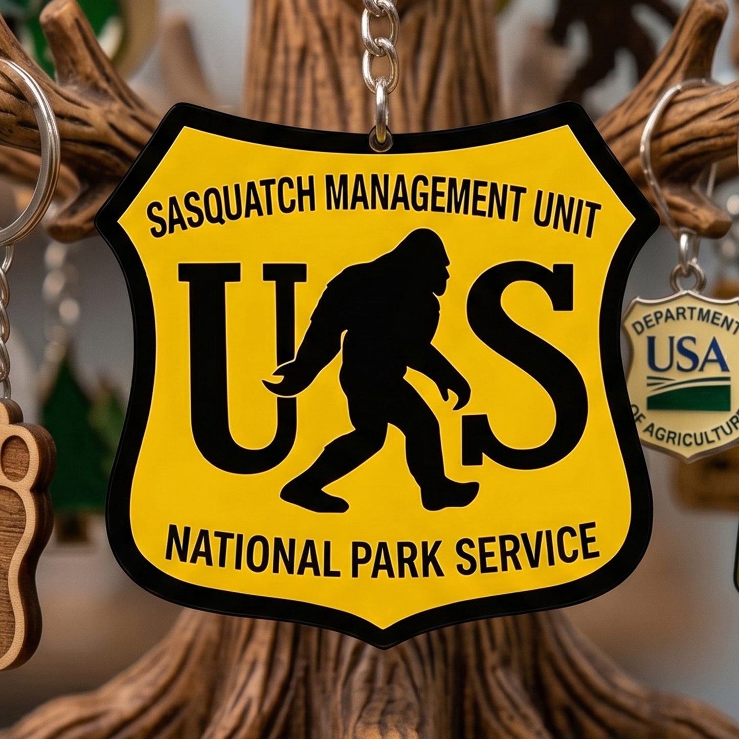 Sasquatch Division Keychain - Gift For Outdoor Lovers