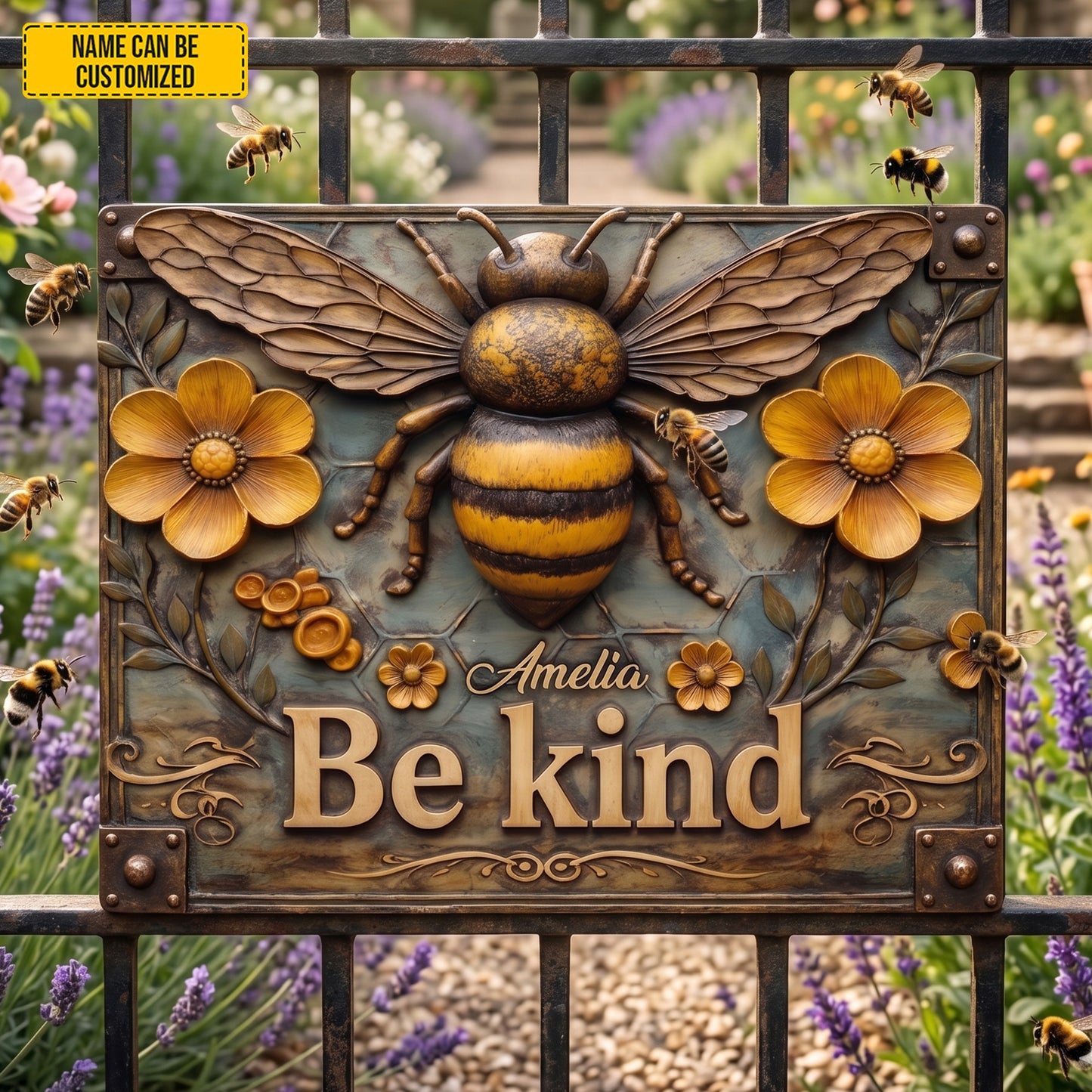 Be Kind - Personalized Bee Metal Sign