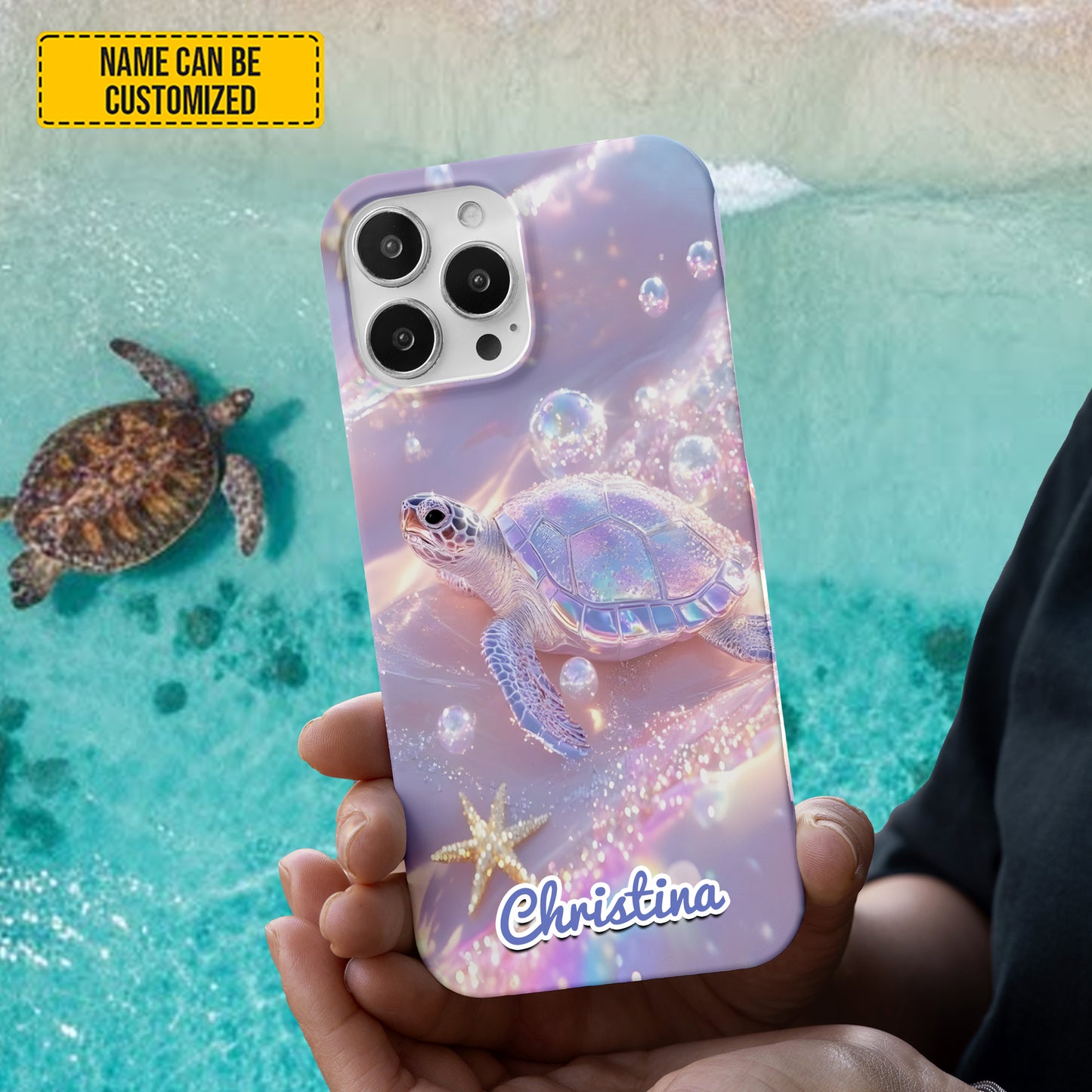 Personalized Sparkle Ocean Turtle Phone Case