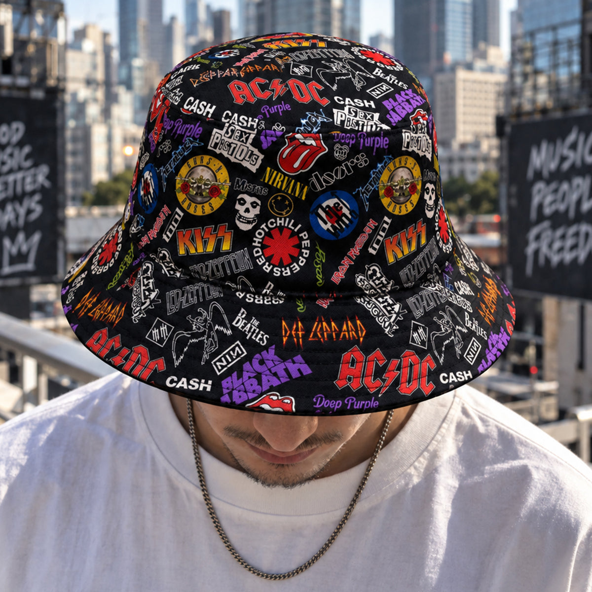 Classic Rock All Over Bucket Hat Version 4
