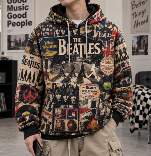 The Beatles Abbey Road Vintage Collage All Over Print Hoodie