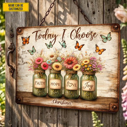 Personalized Floral Motivation Metal Sign