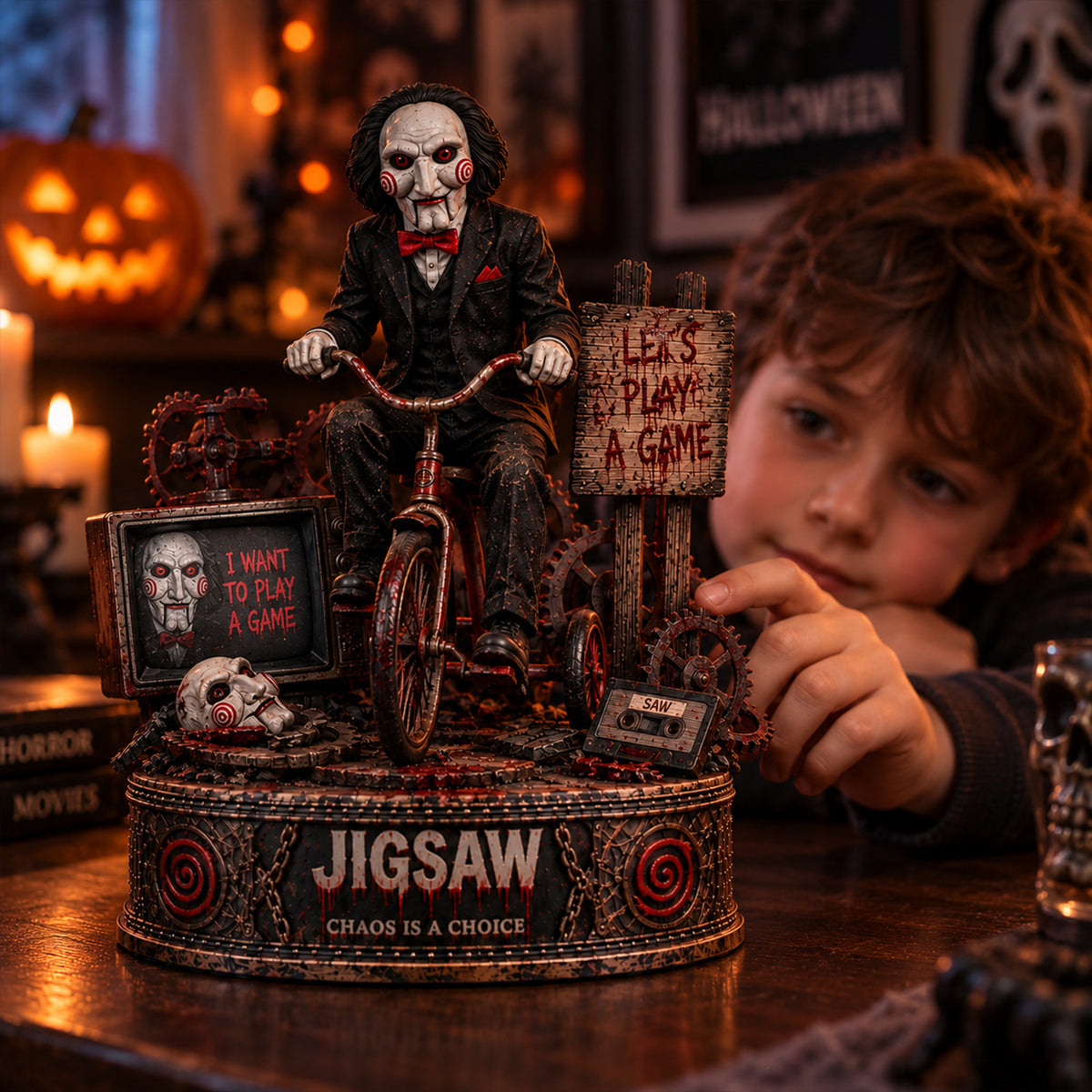 Jigsaw Let’s Play A Game Halloween - Horror Collectible Table Decor