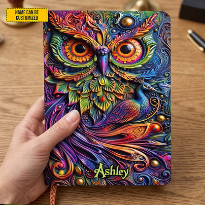 Personalized Colorful Owl Leather Journal