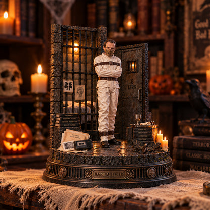 Hannibal Lecter Asylum Horror Wooden Block - Collectible Table Decor