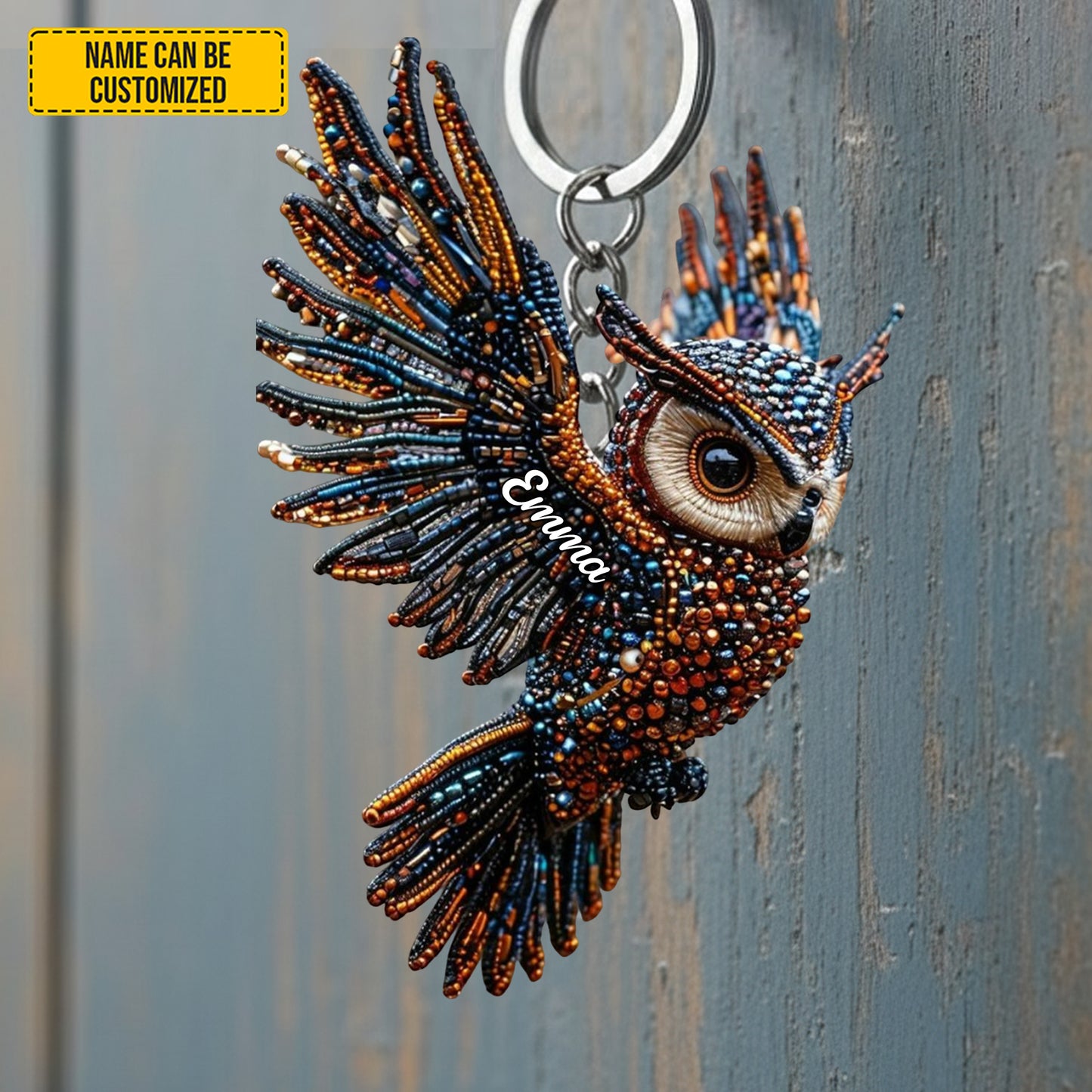 Flying Owl - Personalized Owl Keychain