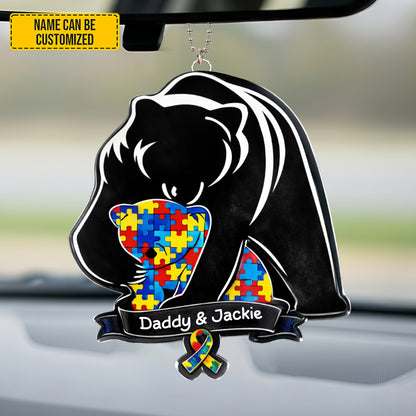 Personalized Autism Bear Mom Car Ornament