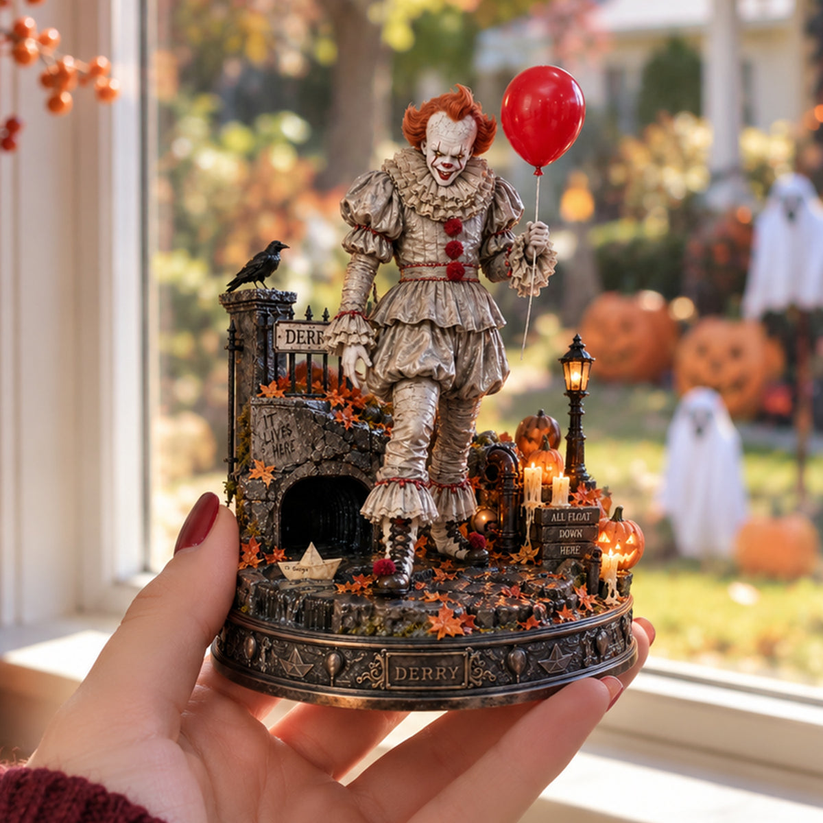 Pennywise Derry IT Horror Wooden Block - Collectible Table Decor