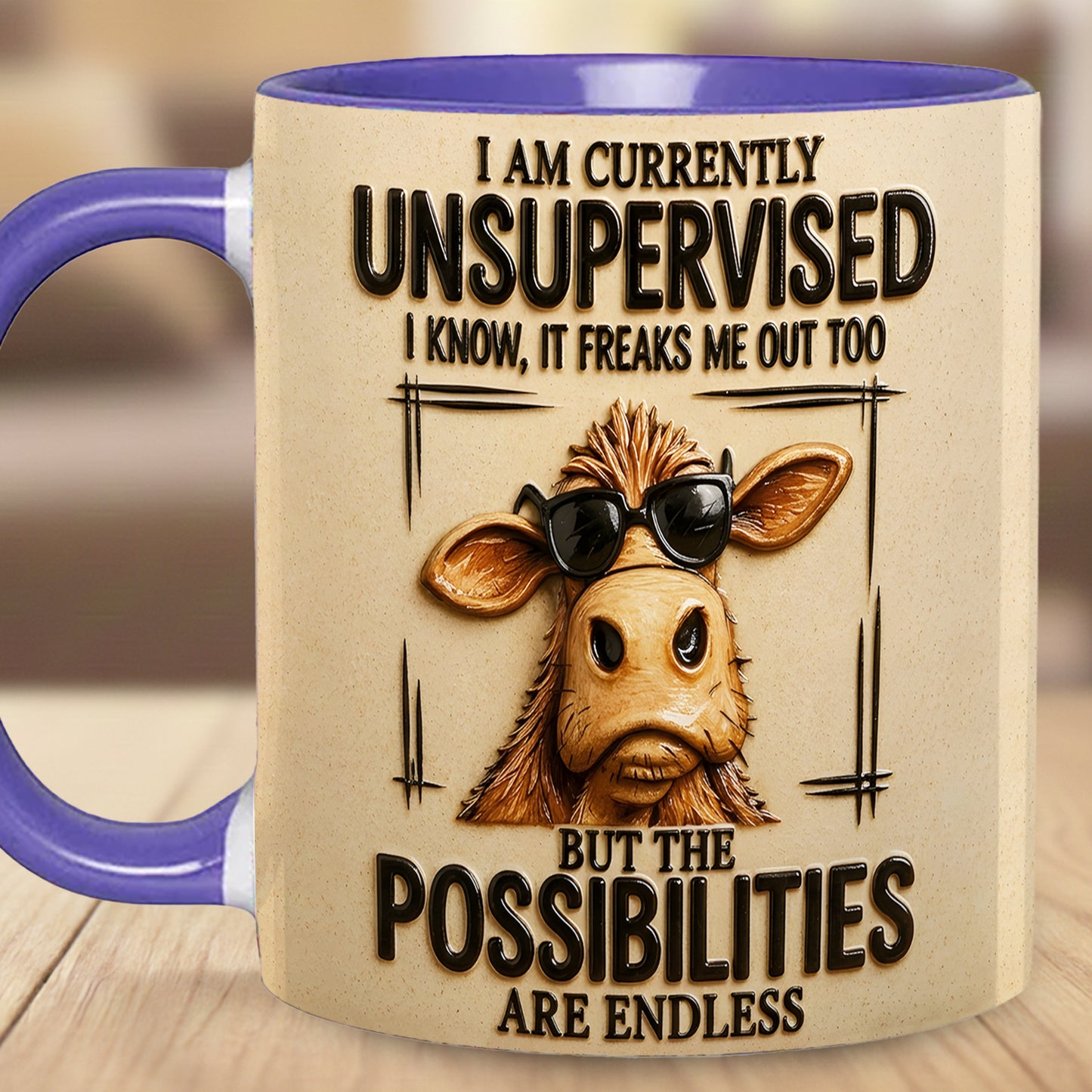 I Am Currently Unsupervised - Personalized Cow Accent Mug