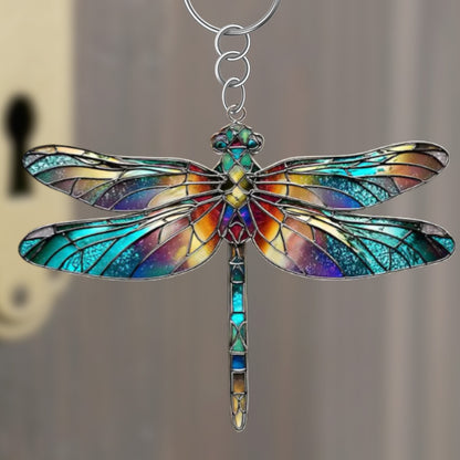 Colorful Dragonfly Faux Keychain