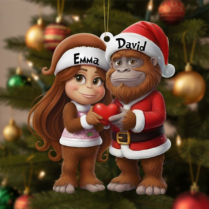 Bigfoot Love at Christmas – Personalized Couple Ornament
