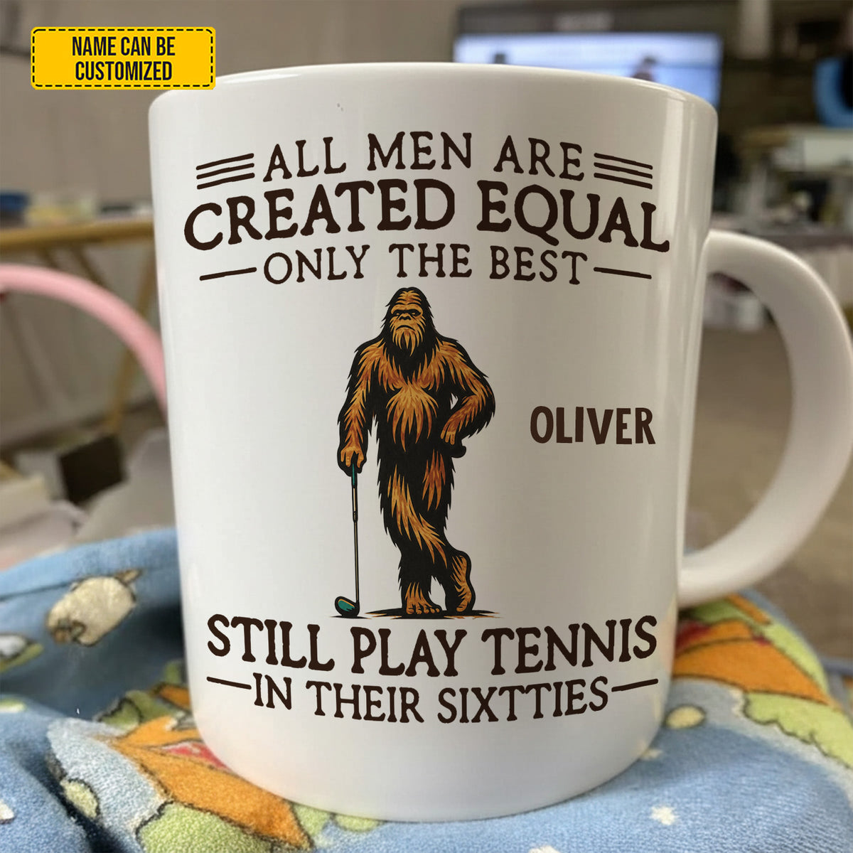 Still Play Tennis In Their Sixties – Personalized Bigfoot White Mug
