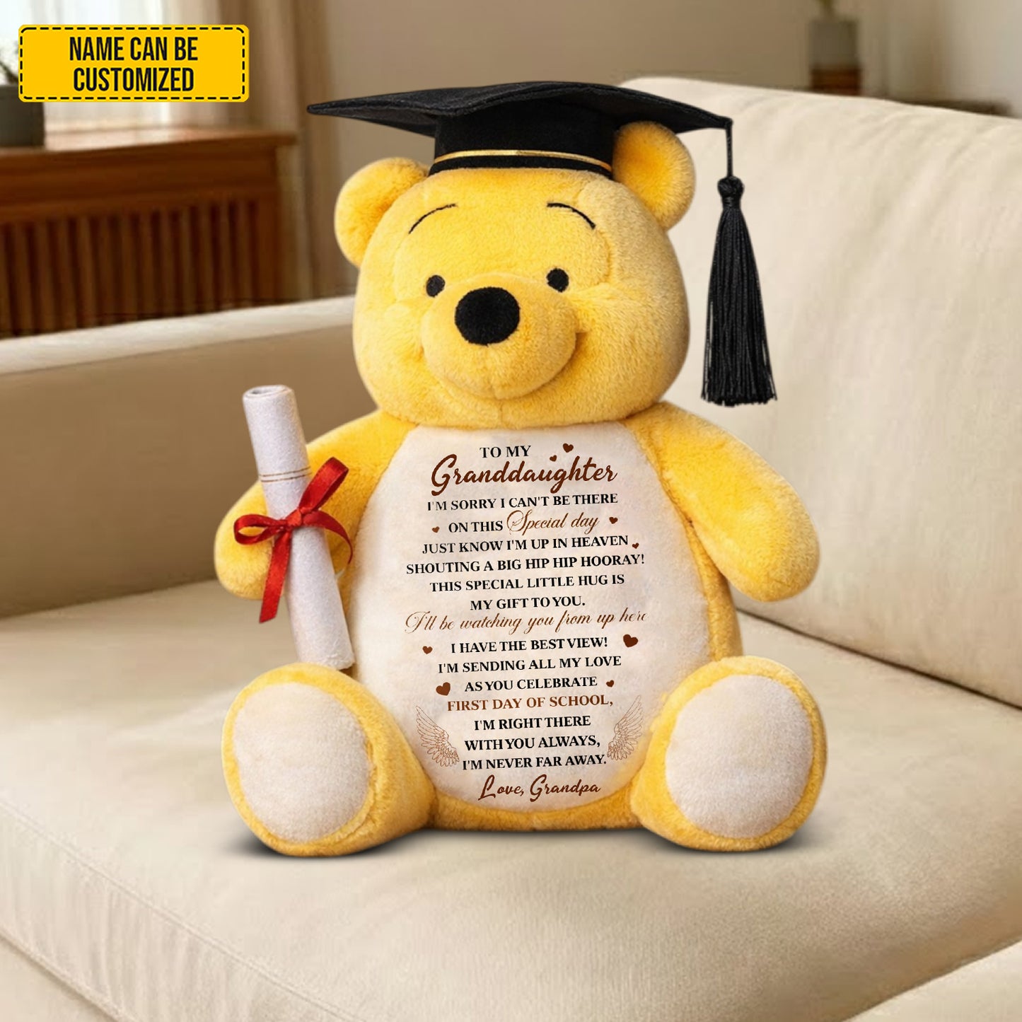 Personalized Graduation Bear Shaped Pillow