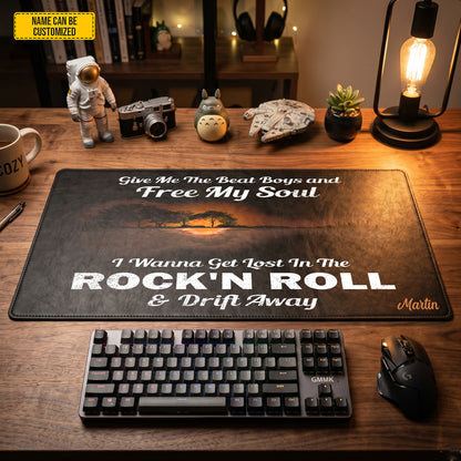 Rock ’N Roll & Drift Away – Personalized Classic Rock Desk Mat