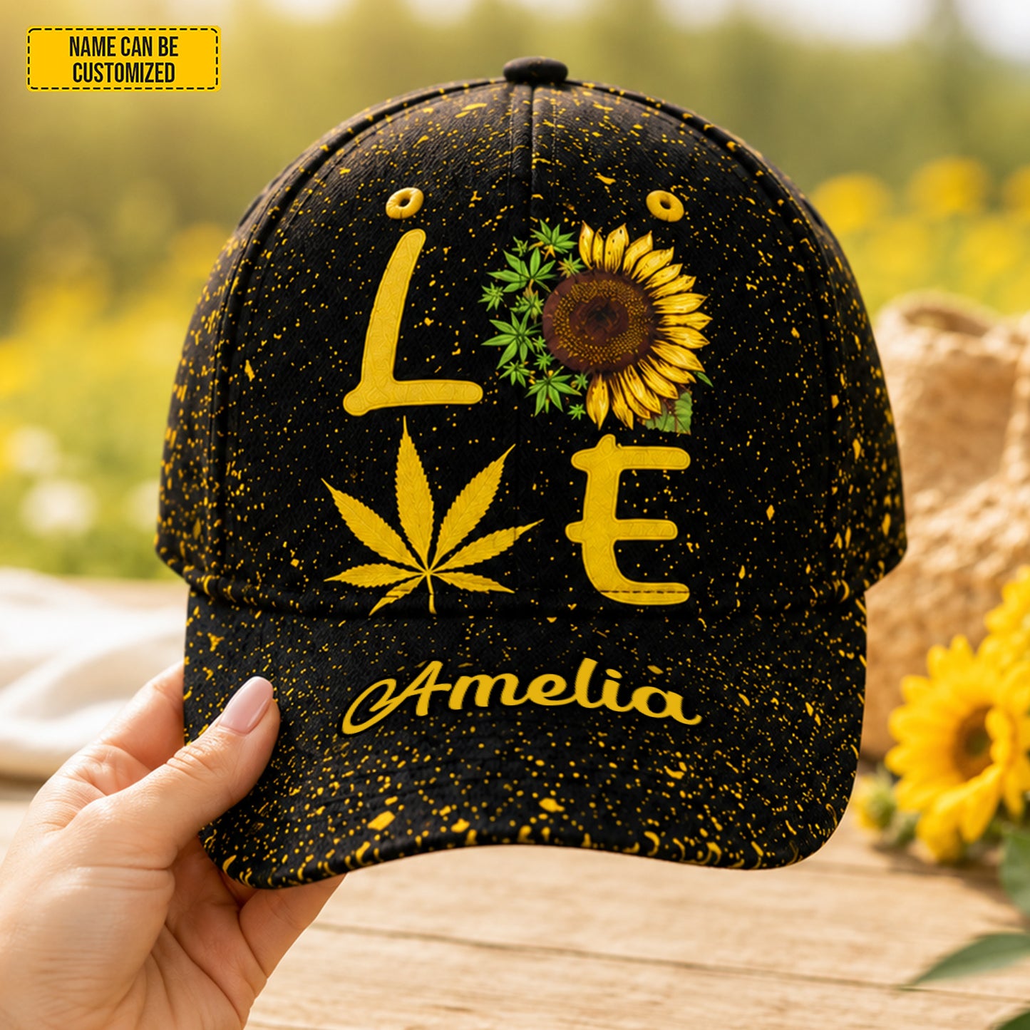 Personalized Sunflower Cannabis Love Vintage Classic Cap