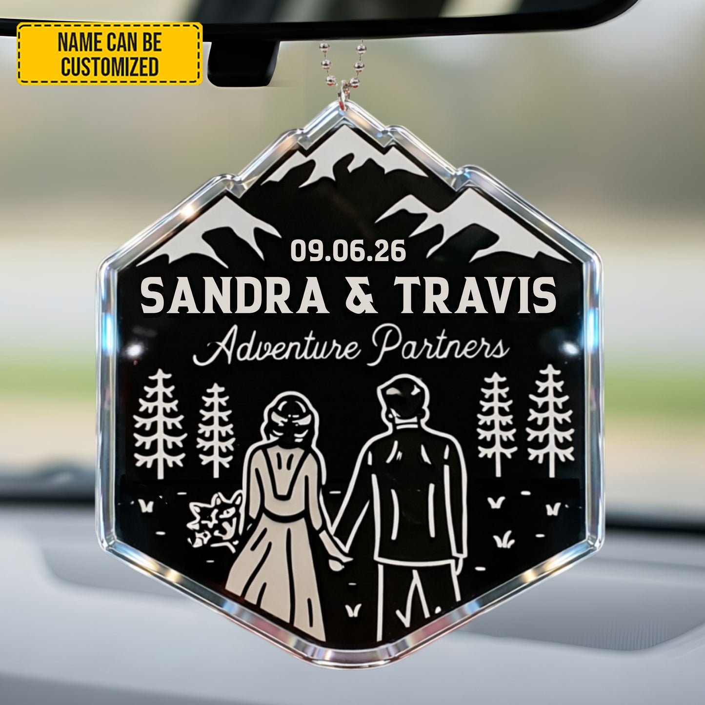 Personalized Hiking Couple Car Hanging Ornament