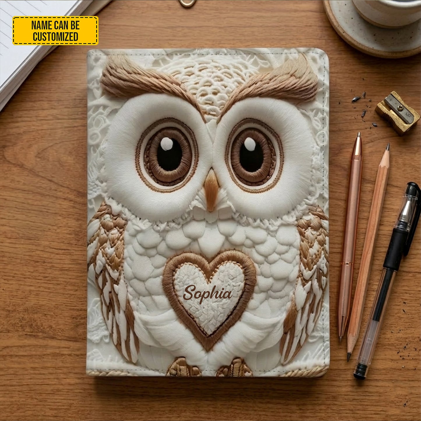 Personalized Beautiful Owl Leather Journal