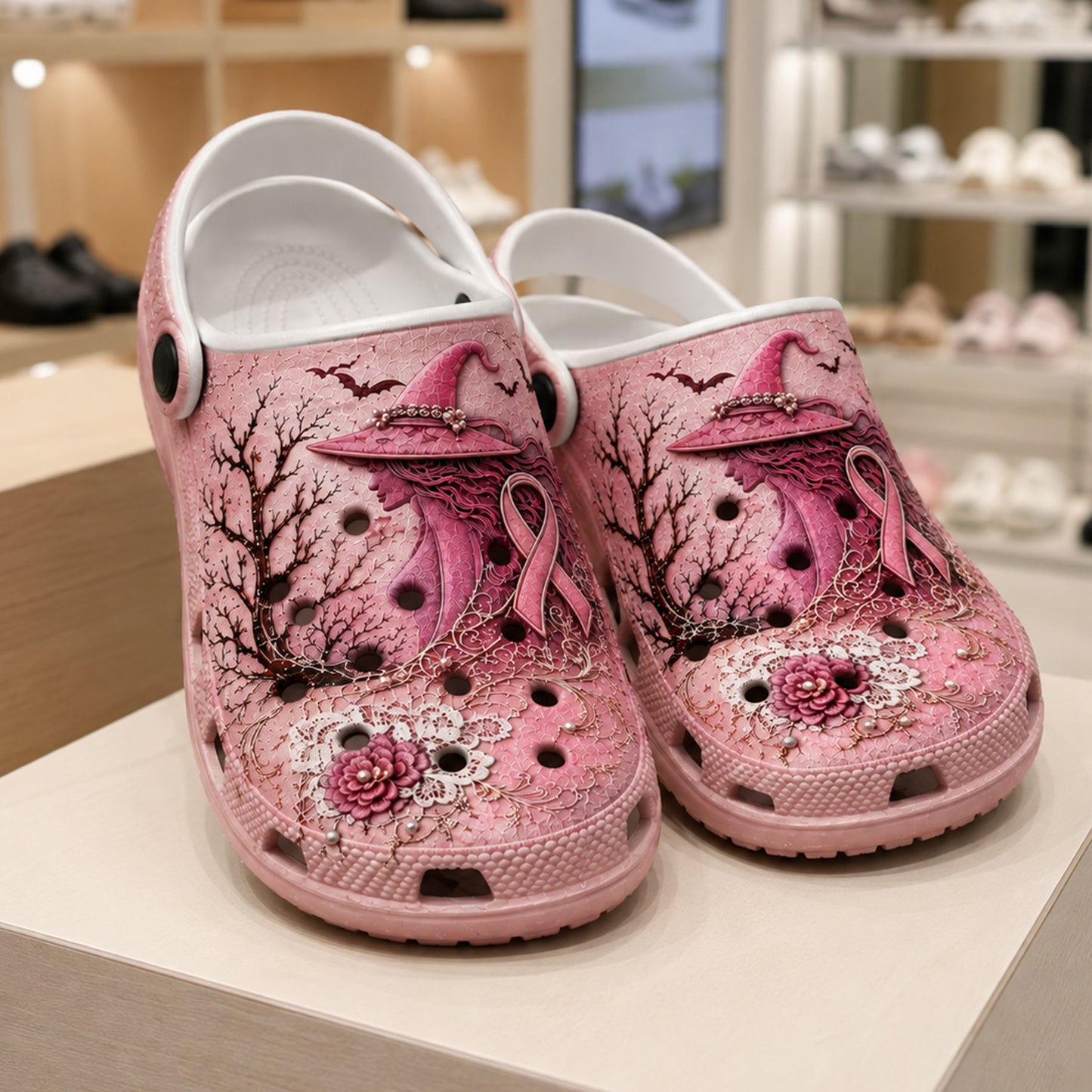 Pink Witch Awareness Crocs