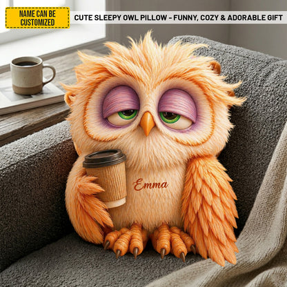 Personalized Cute Sleepy Owl Pillow
