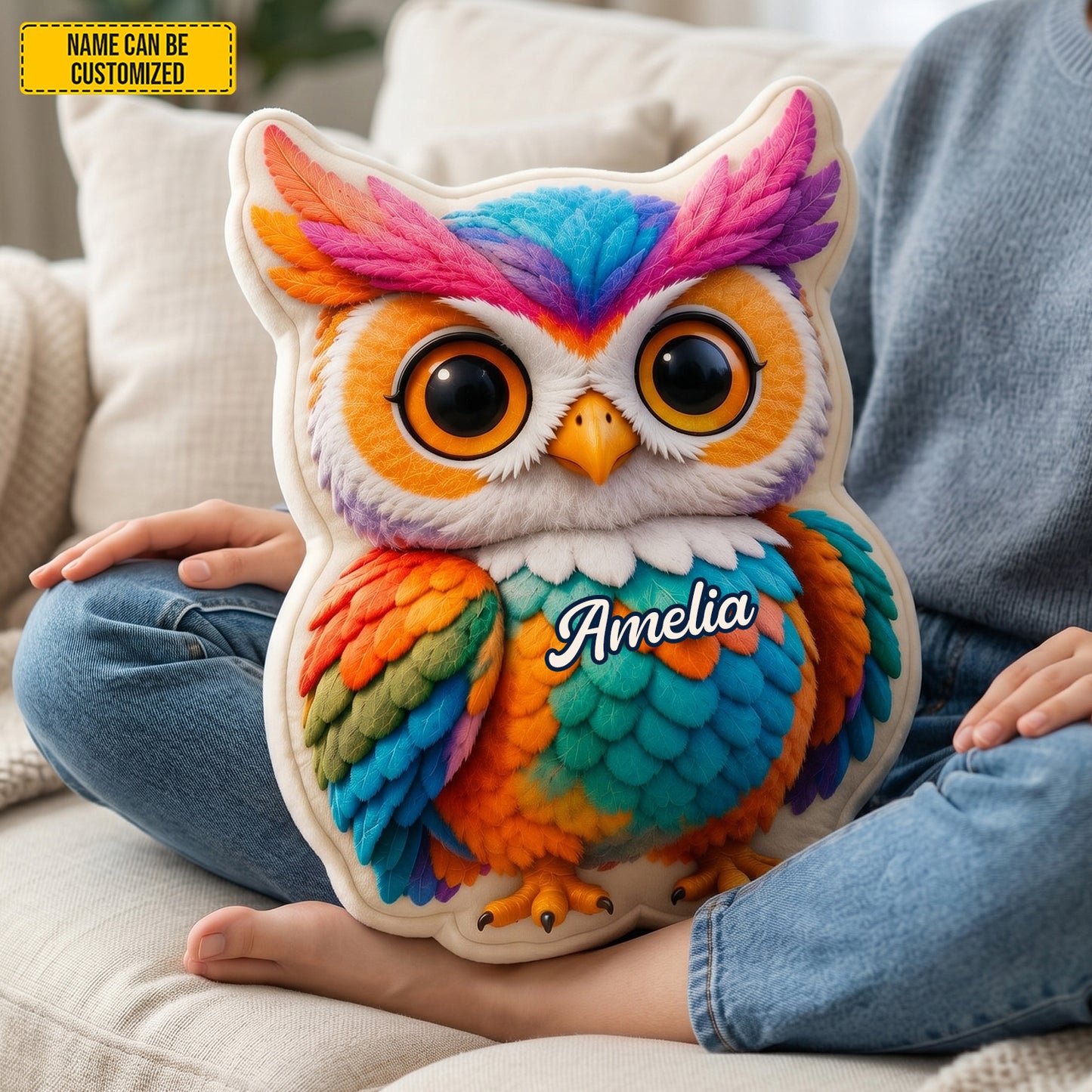 Personalized Cute Colorful Owl Shaped Pillow